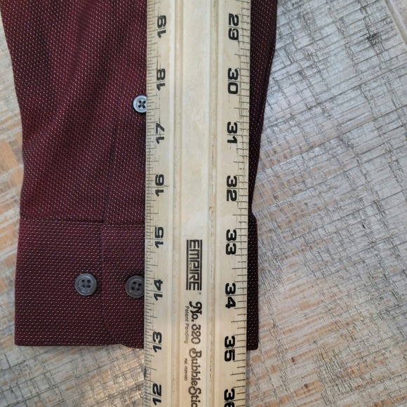 Awearness Kenneth Cole Burgundy Dress Shirt Mens XL 19 34/35 Slim Fit Non Iron - Picture 6 of 7
